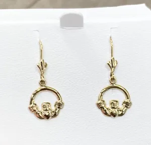 Gold Claddagh Dangle Earrings