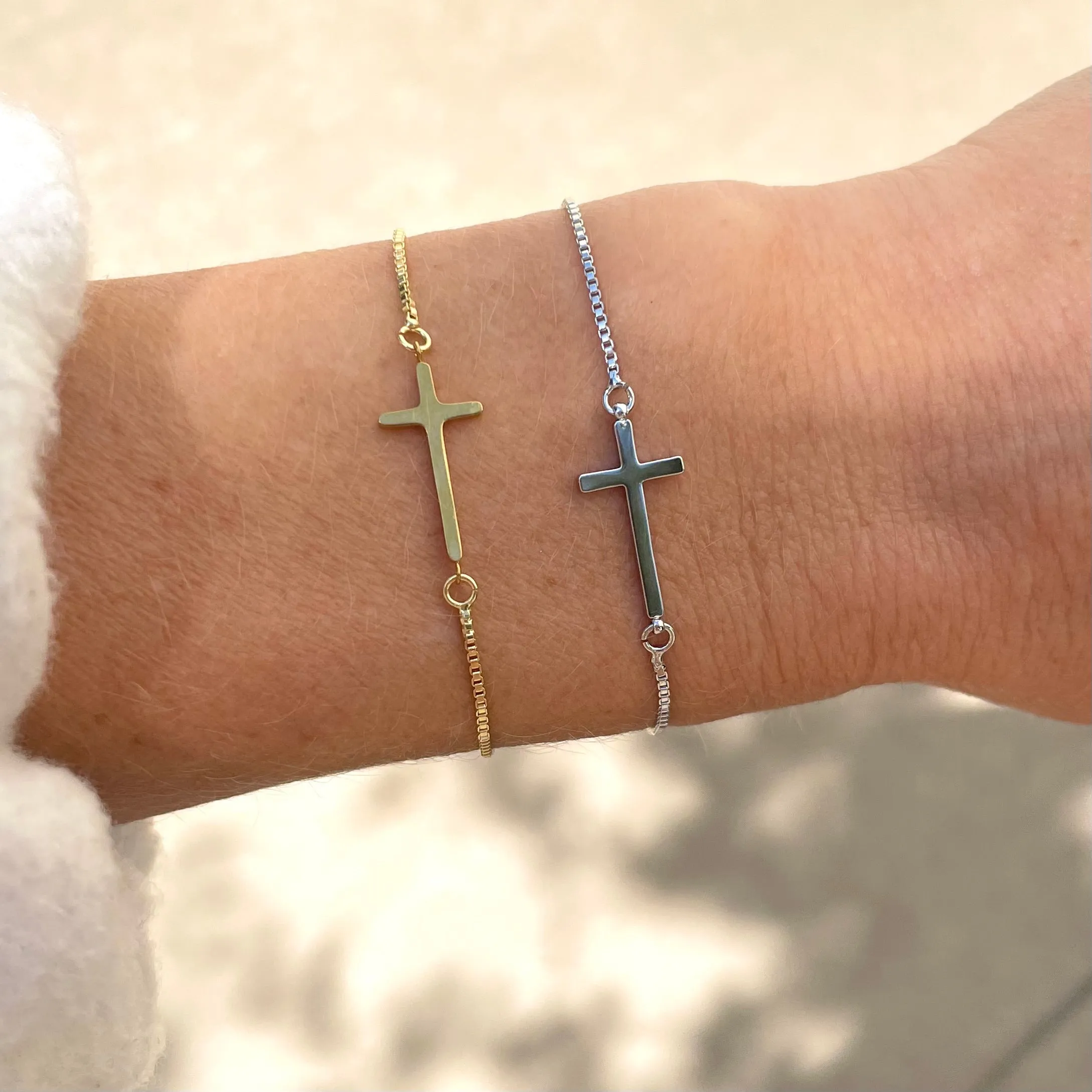 Gold Cross Slider Bracelet