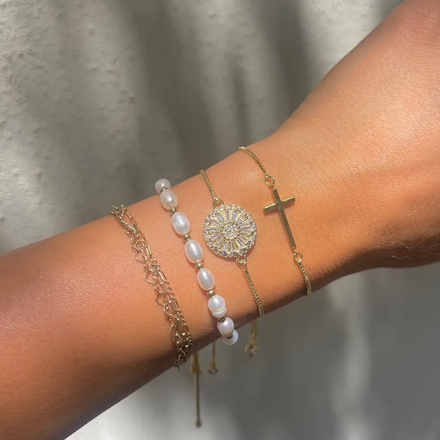 Gold Cross Slider Bracelet