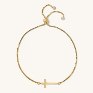 Gold Cross Slider Bracelet