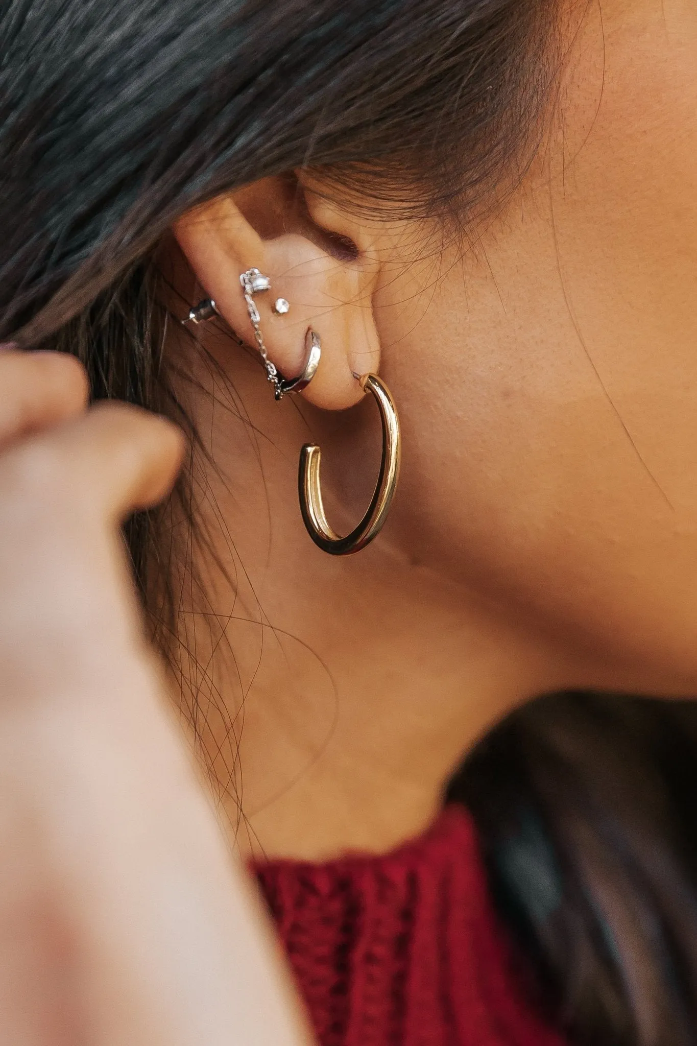 Gold Dipped Oval Hoop Earrings