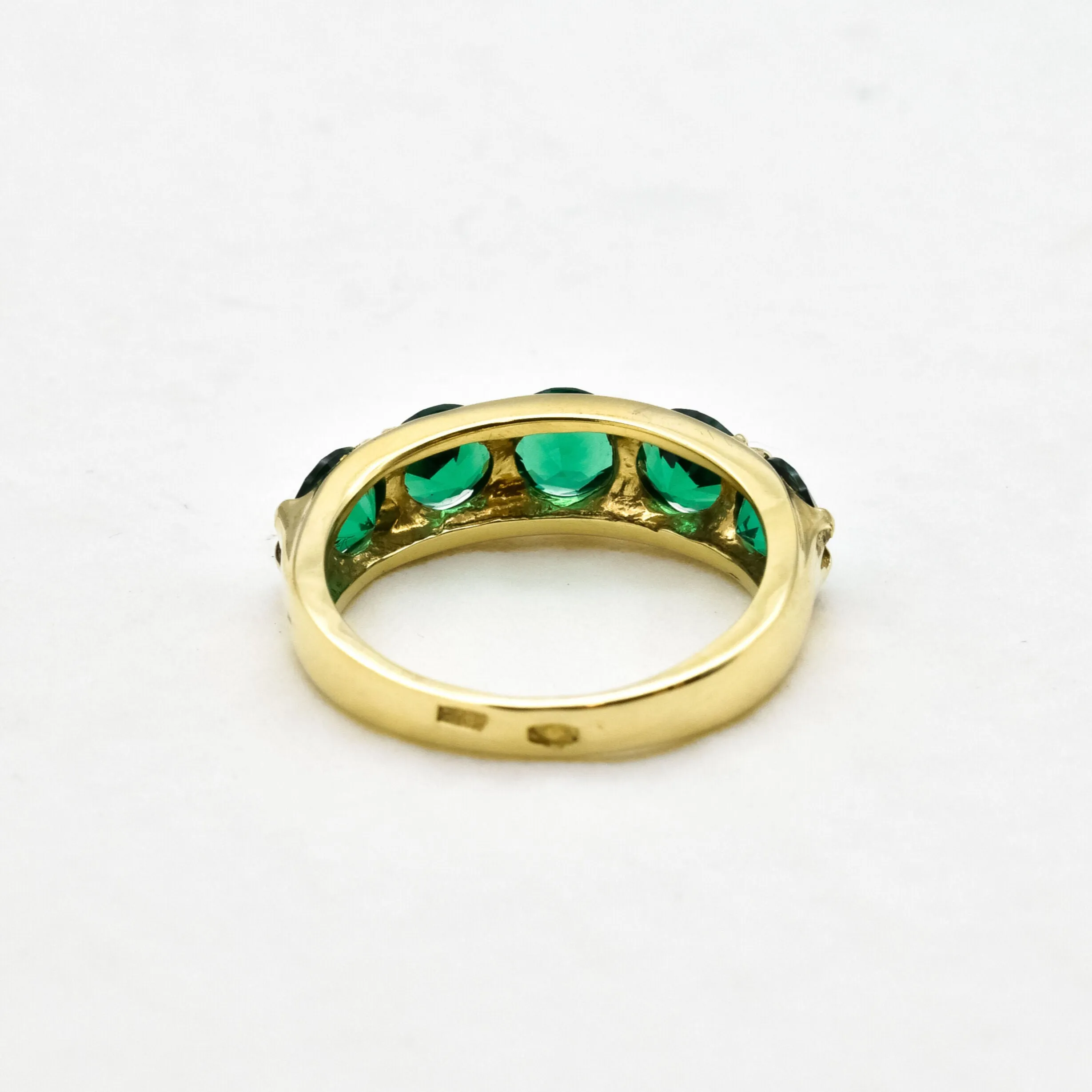 Gold Emerald Band - Half Eternity Ring - May Birthstone Ring