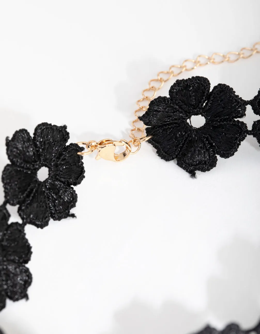 Gold Flower Black Lace Choker