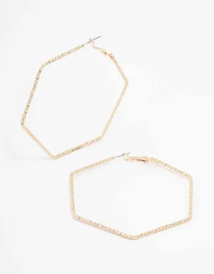 Gold Hexagon Hoop Earrings