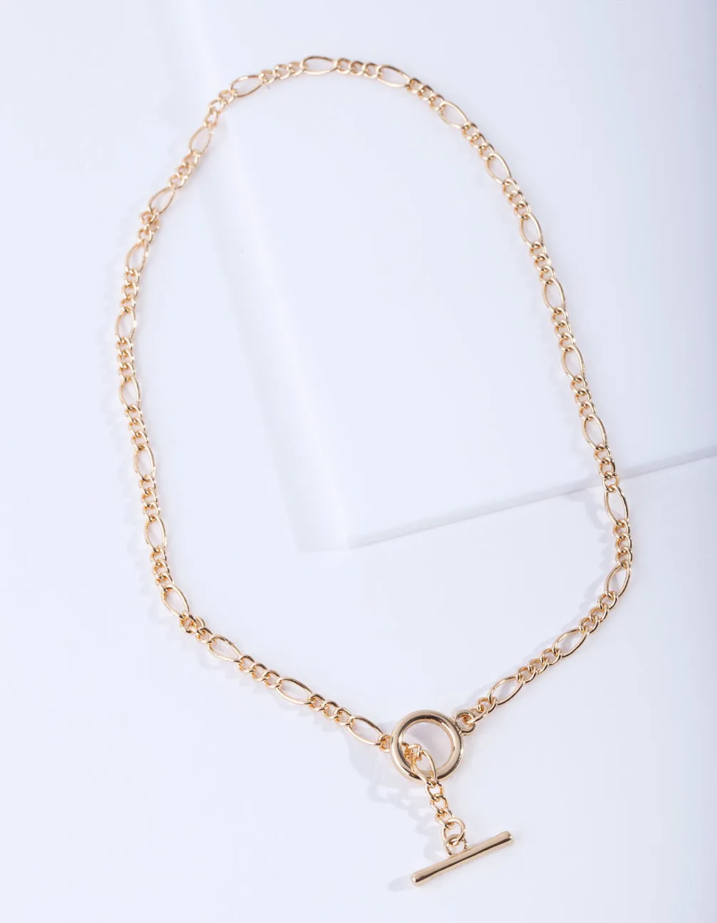 Gold Plated Figaro Chain T&O Short Necklace