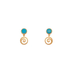 Gratitude Swirl Turquoise Earrings 24K Gold Vermeil