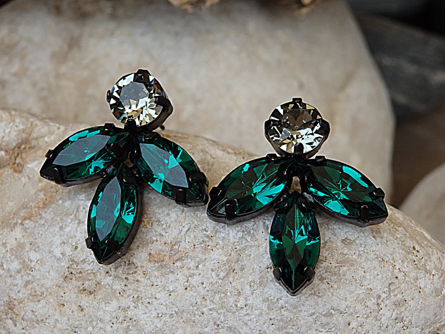 Green gray earrings