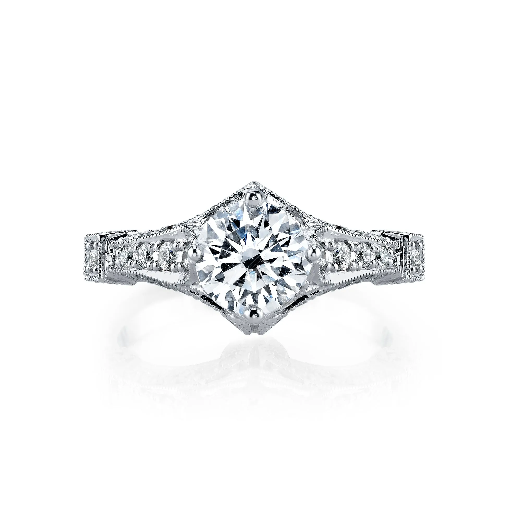 Hand Engraved Perfect Profile Diamond Ring Style 18RGL00398DCZ