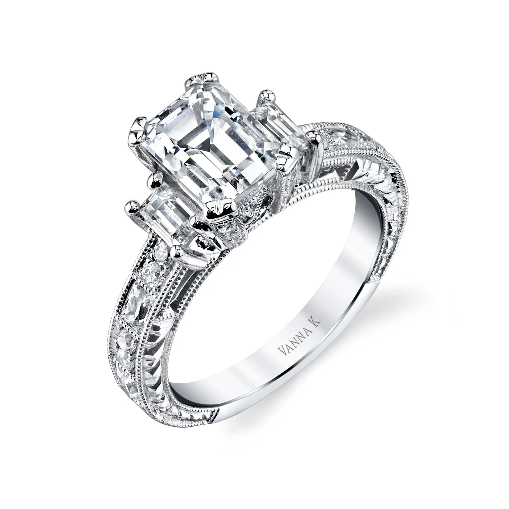 Hand Engraved Perfect Profile Diamond Ring Style 18RGL00631DCZ