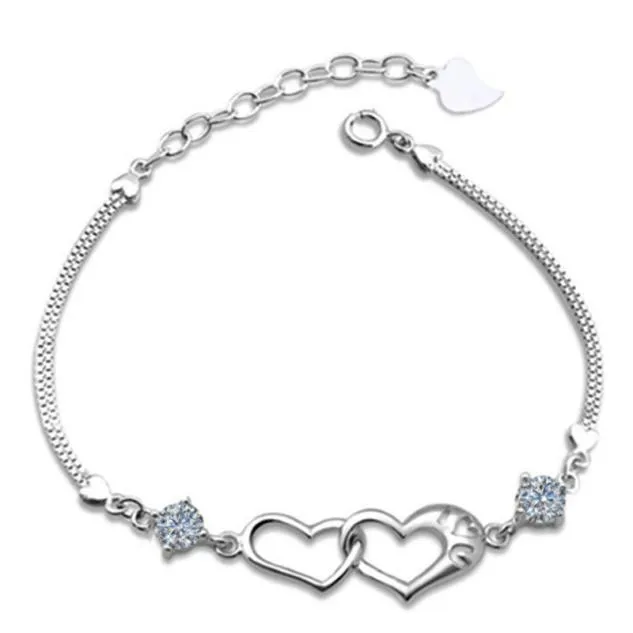 Heart Shaped Antique Silver Bracelet