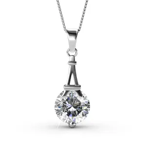 Isla 18k White Gold Plated Pendant Necklace with Round Crystal