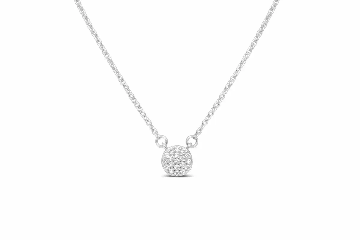 Itty Bitty Pretties - Mini Pave Disk Silver Necklace