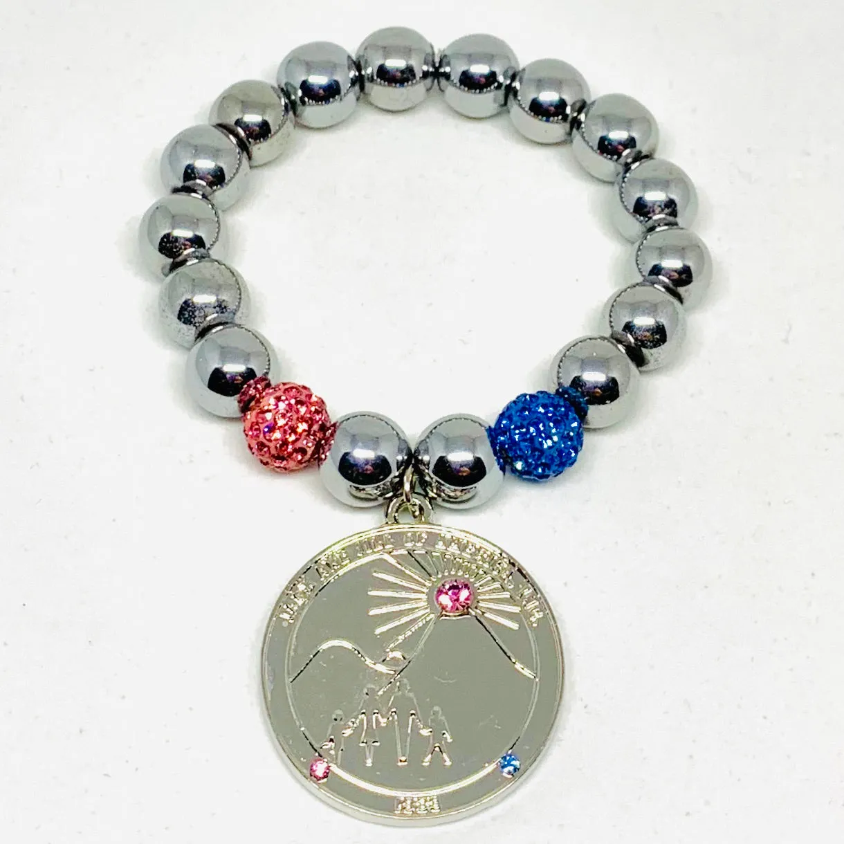 Jack and Jill Round Silver Logo Charm Bracelet