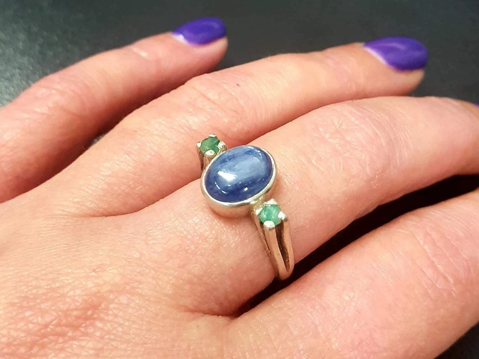 Kyanite Ring - Blue Promise Ring - Vintage Oval Ring