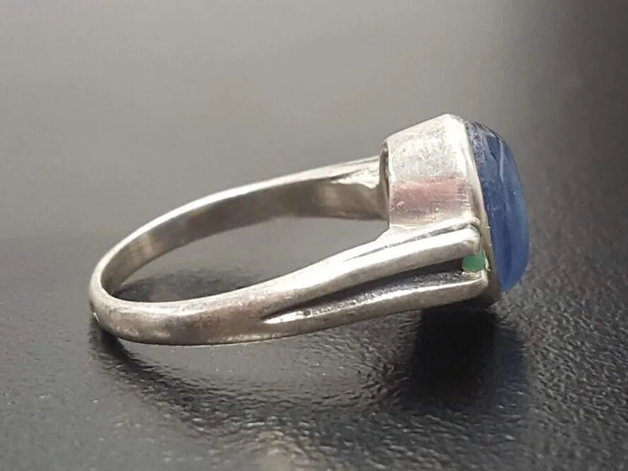 Kyanite Ring - Blue Promise Ring - Vintage Oval Ring