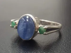 Kyanite Ring - Blue Promise Ring - Vintage Oval Ring