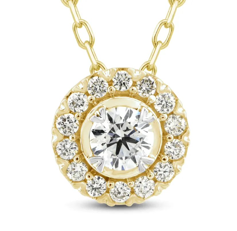 Lab Grown Diamond Round Halo Pendant