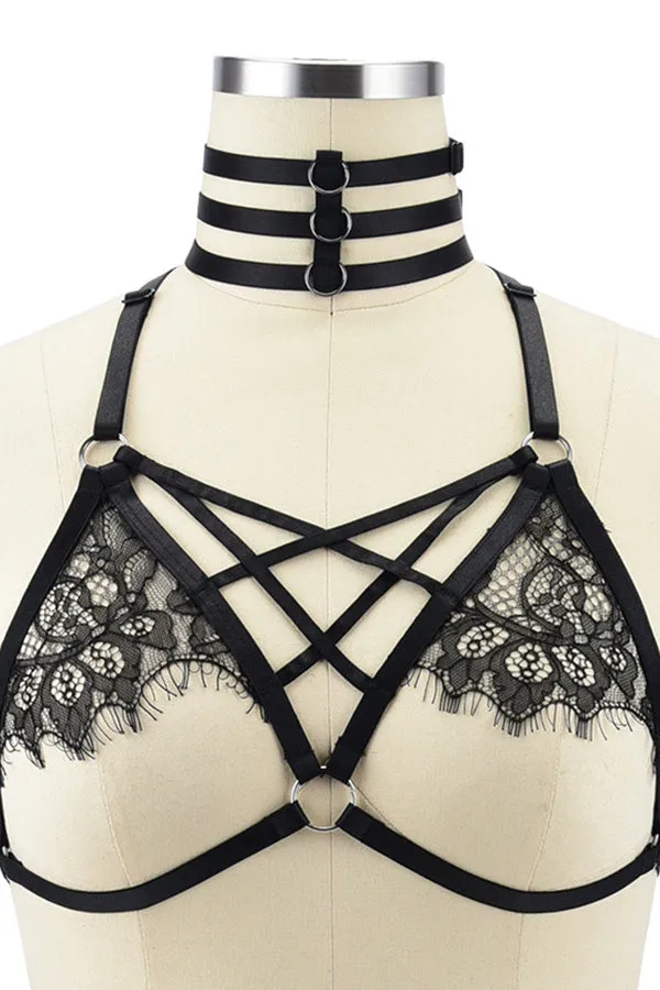 Lace Body Harness Elastic Bra