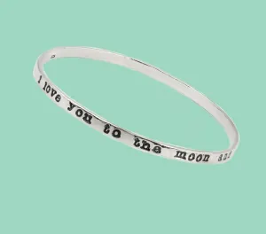 Love you to the Moon and Back Silver Bangle Bracelet