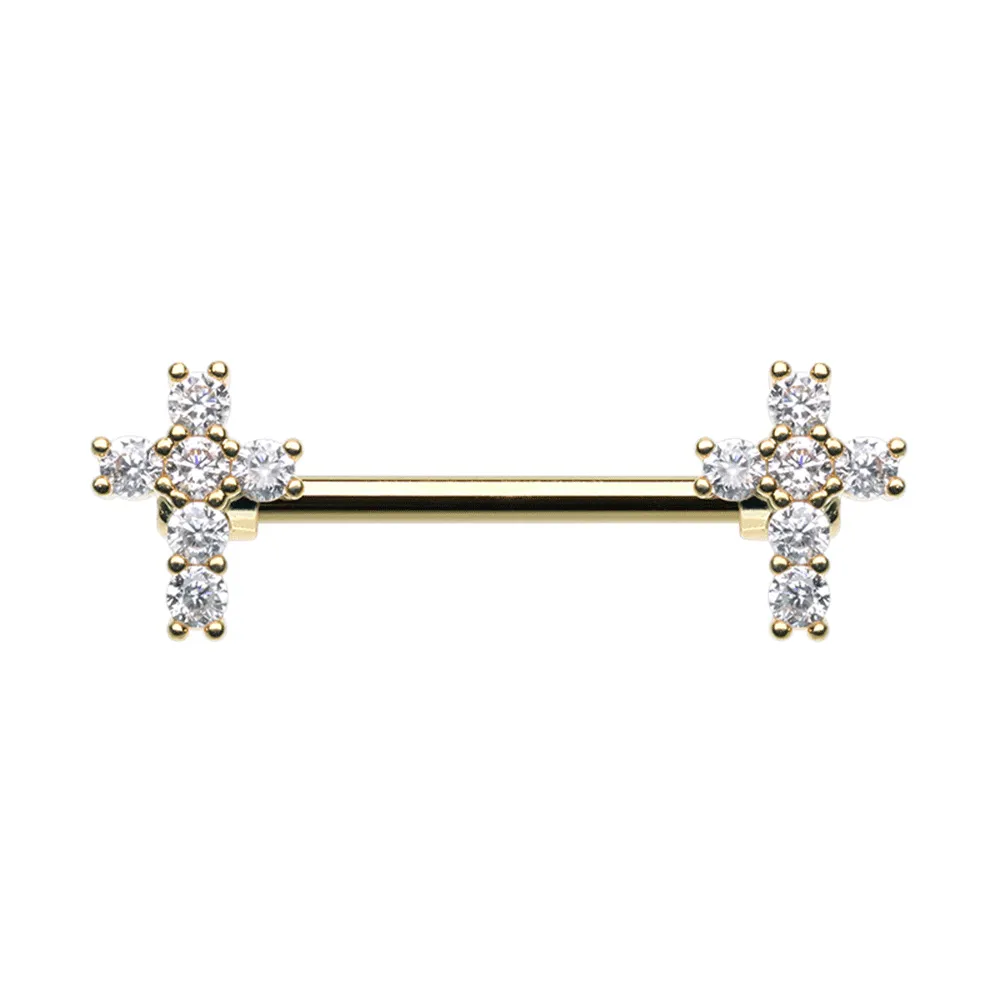 Madonna's Crucifix Nipple Bar with Gold Plating