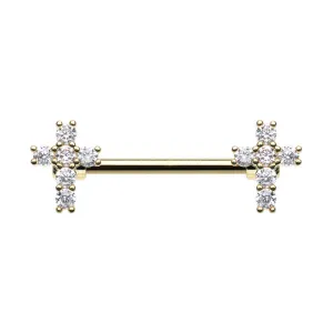 Madonna's Crucifix Nipple Bar with Gold Plating