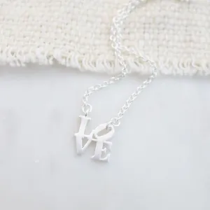 Matte Silver Extra Petite LOVE Necklace