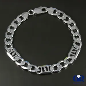 Men's 9.3 mm Sterling Silver Figaro Link Chain bracelet