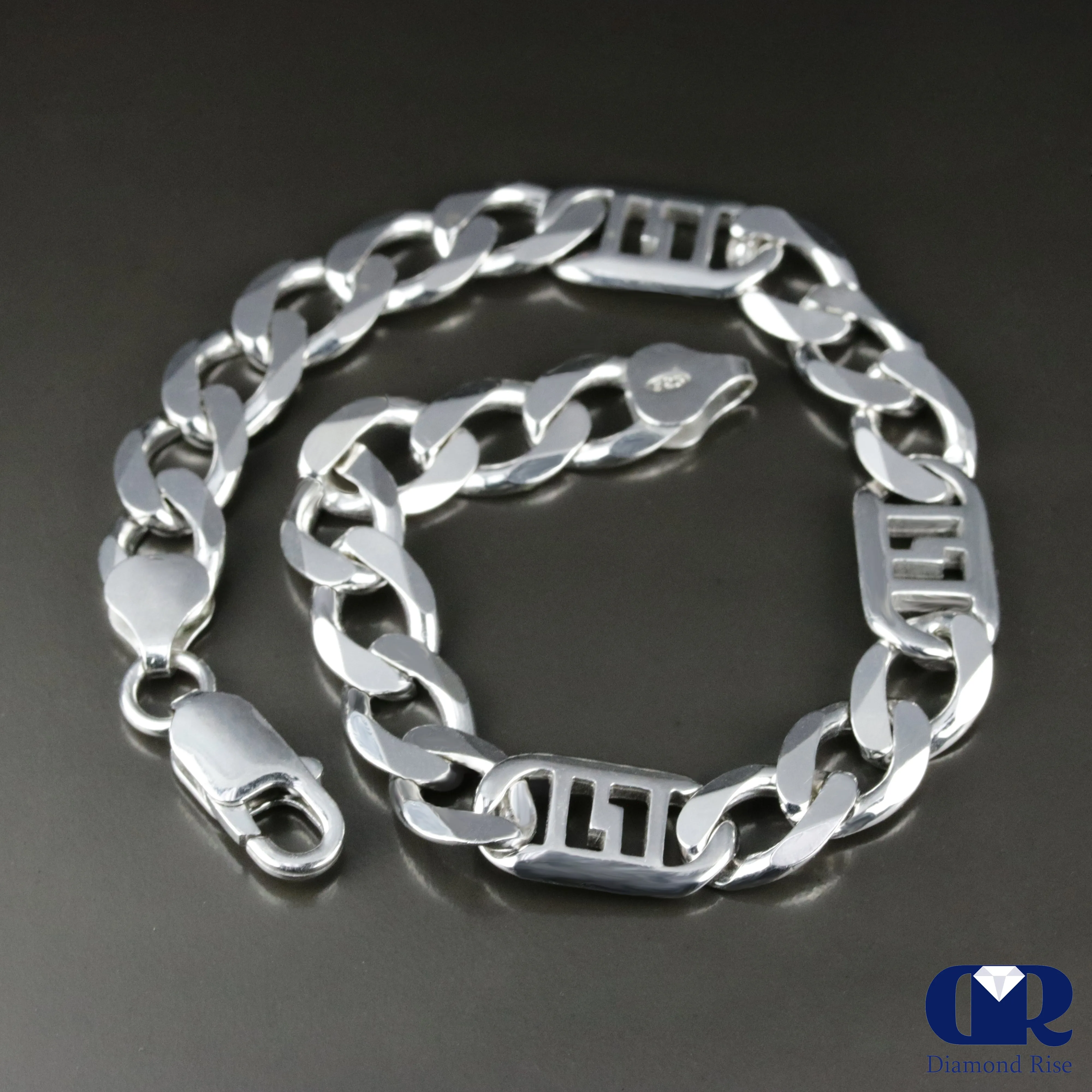 Men's 9.3 mm Sterling Silver Figaro Link Chain bracelet