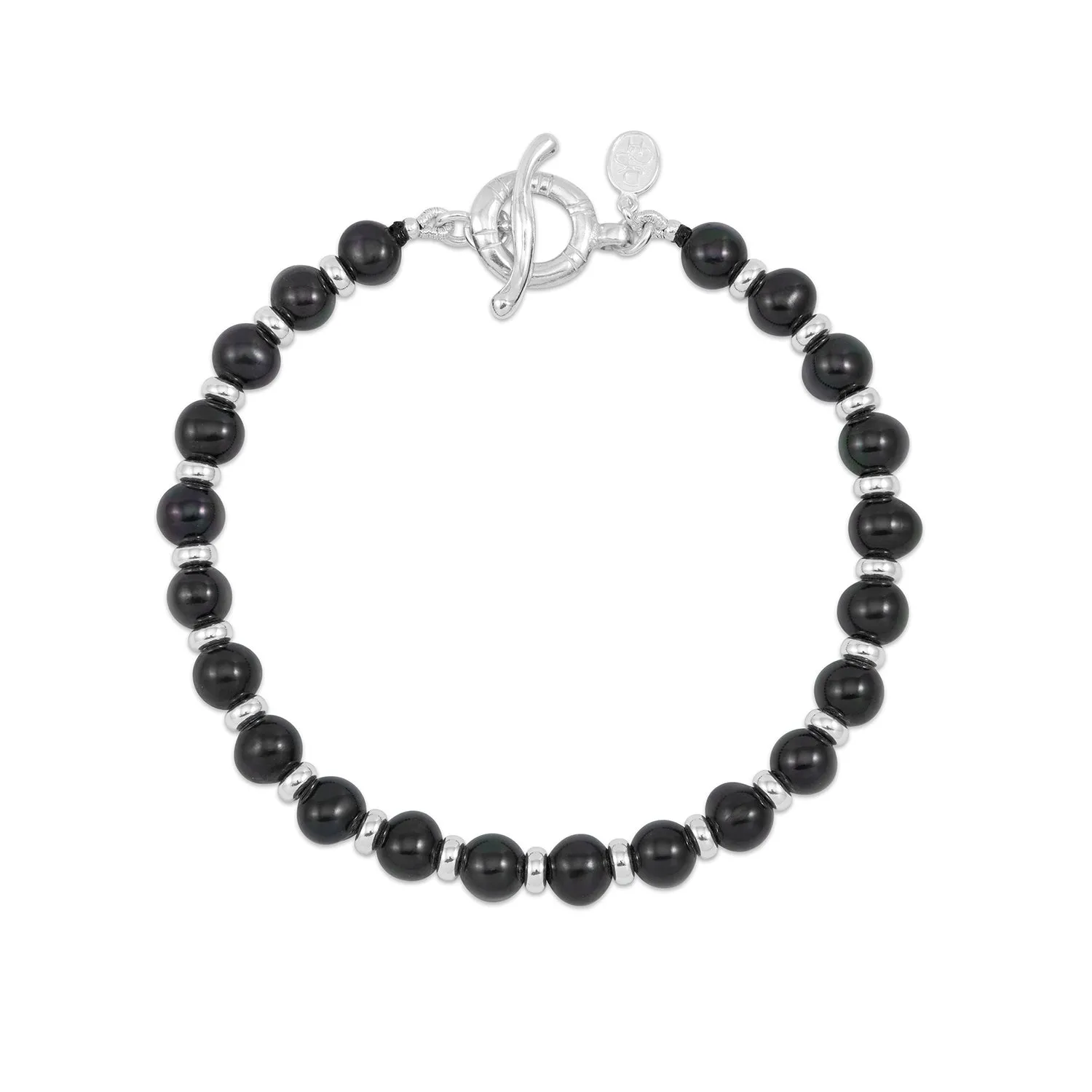 Men's Black Pearl Halo Bracelet