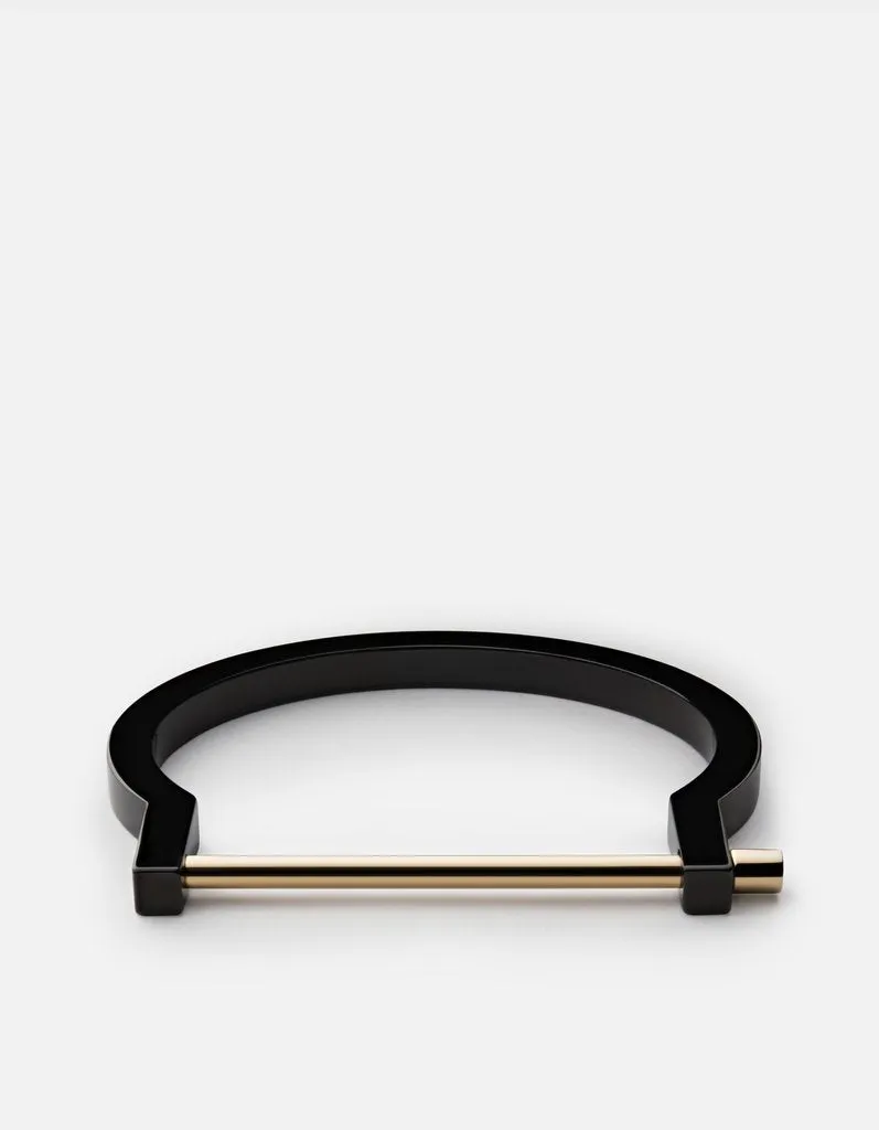 Miansai - Modern Screw Cuff, Jet Black w/ Gold Bar