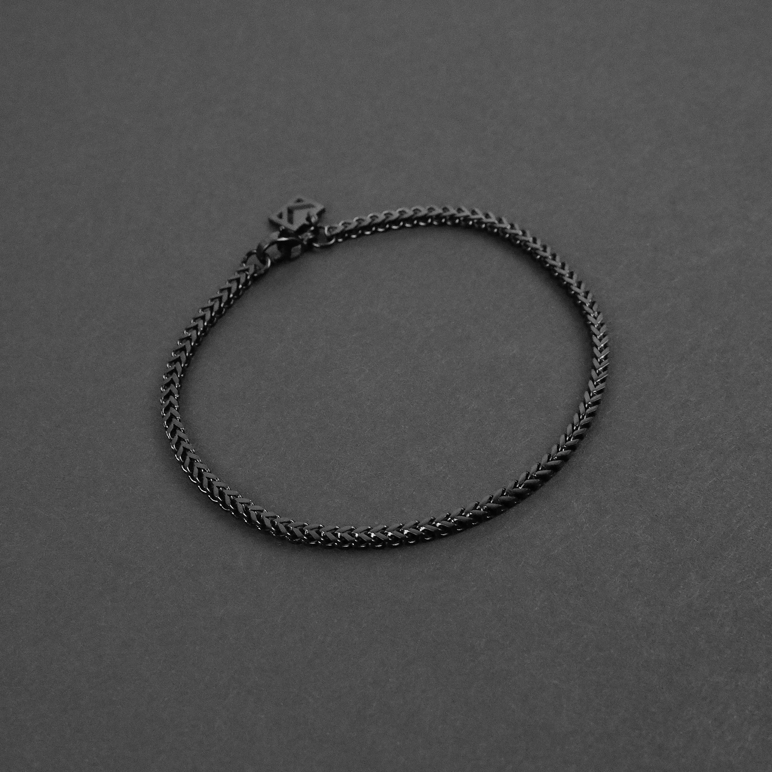 Minimal Franco Chain Bracelet - Black 2.5mm