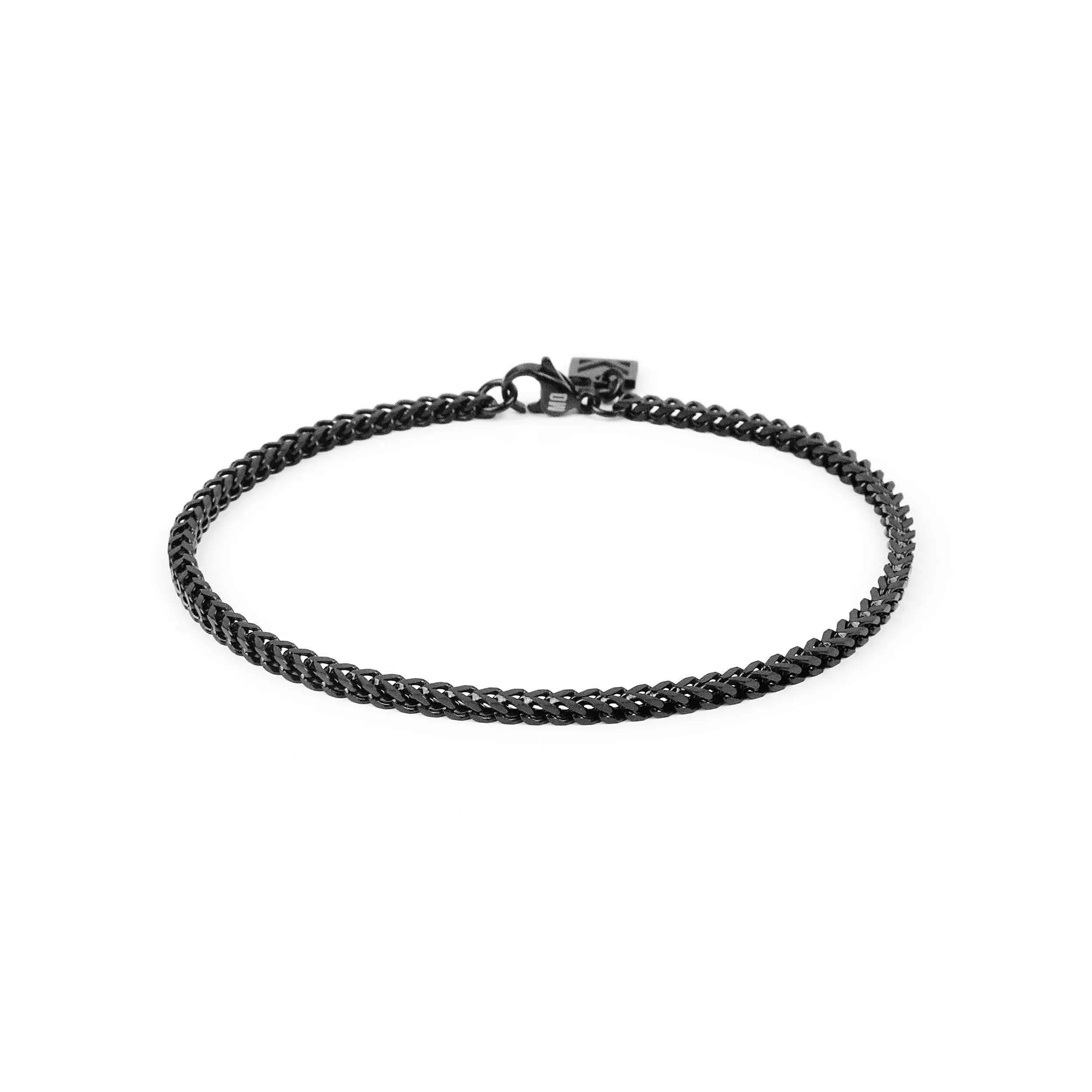 Minimal Franco Chain Bracelet - Black 2.5mm