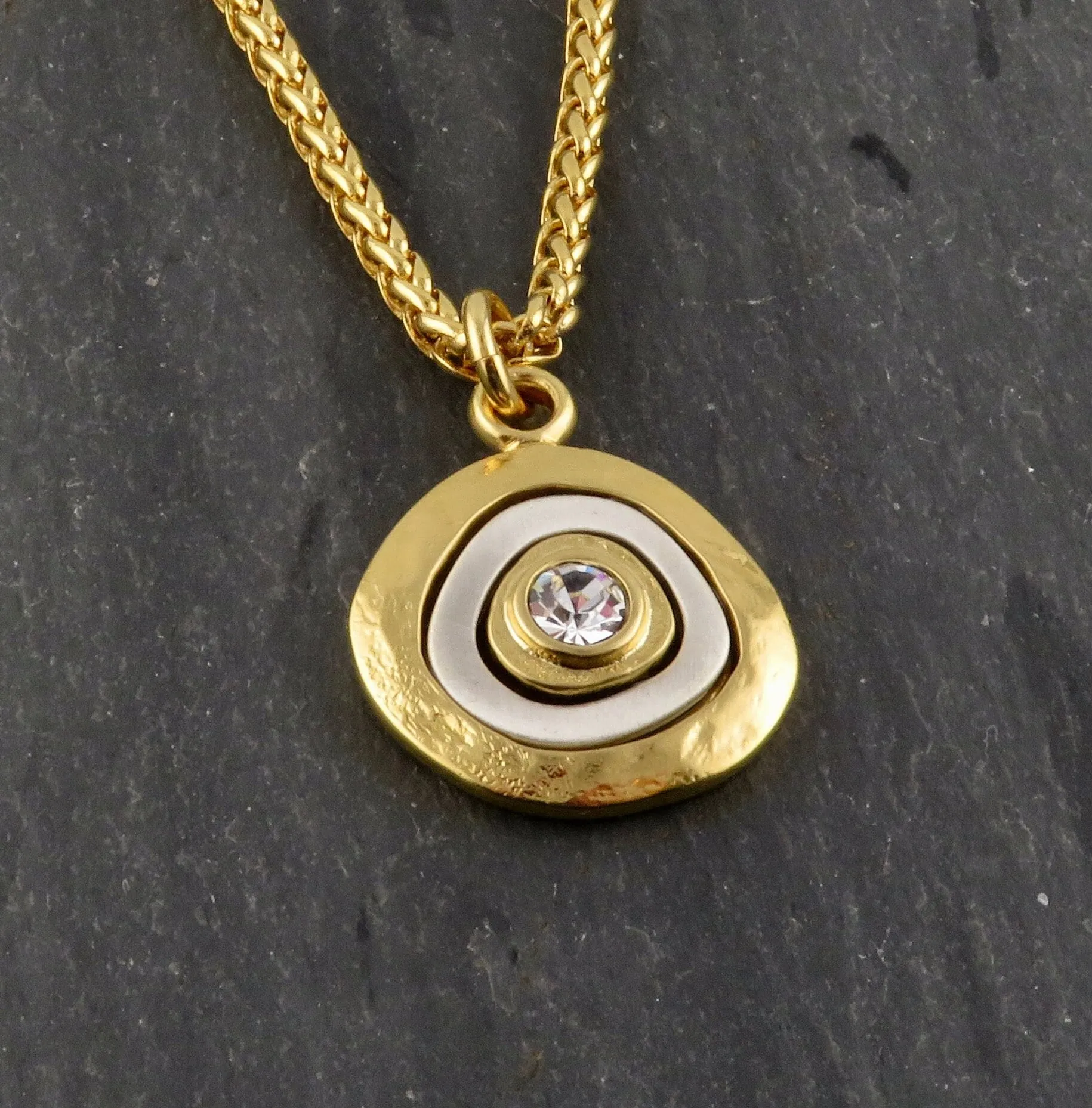 Mixed Metal Gold Medallion Necklace - Small