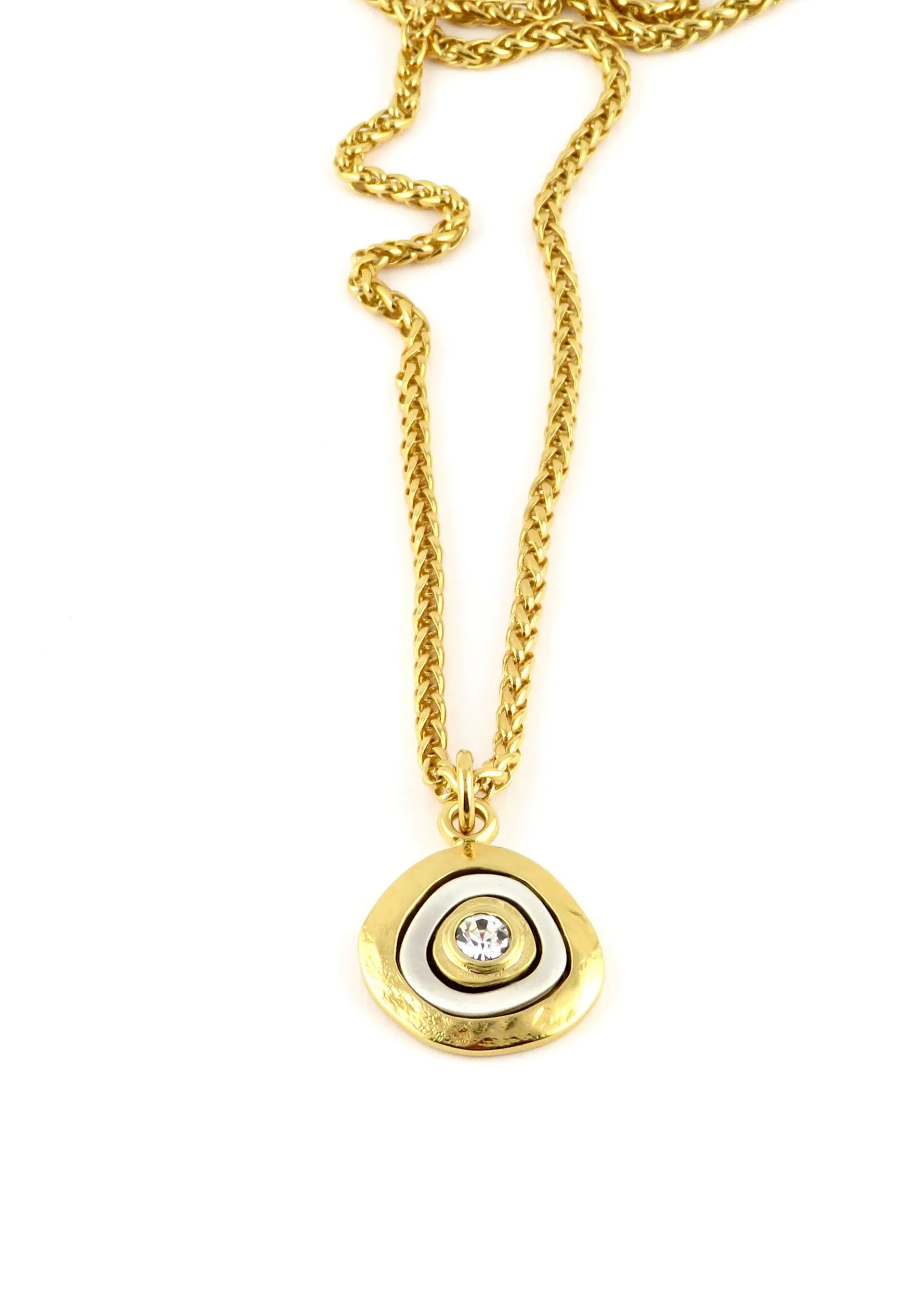 Mixed Metal Gold Medallion Necklace - Small