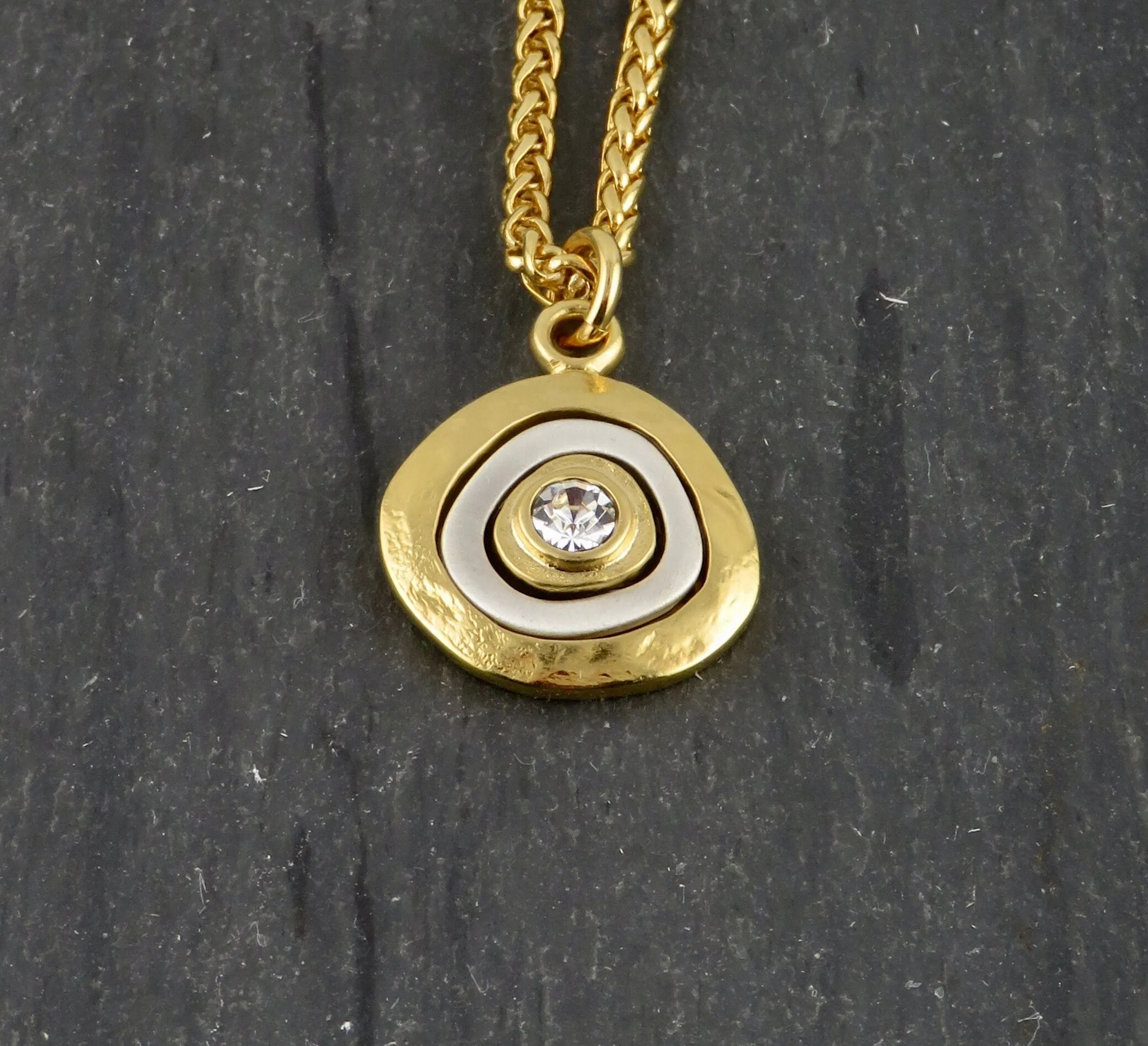 Mixed Metal Gold Medallion Necklace - Small