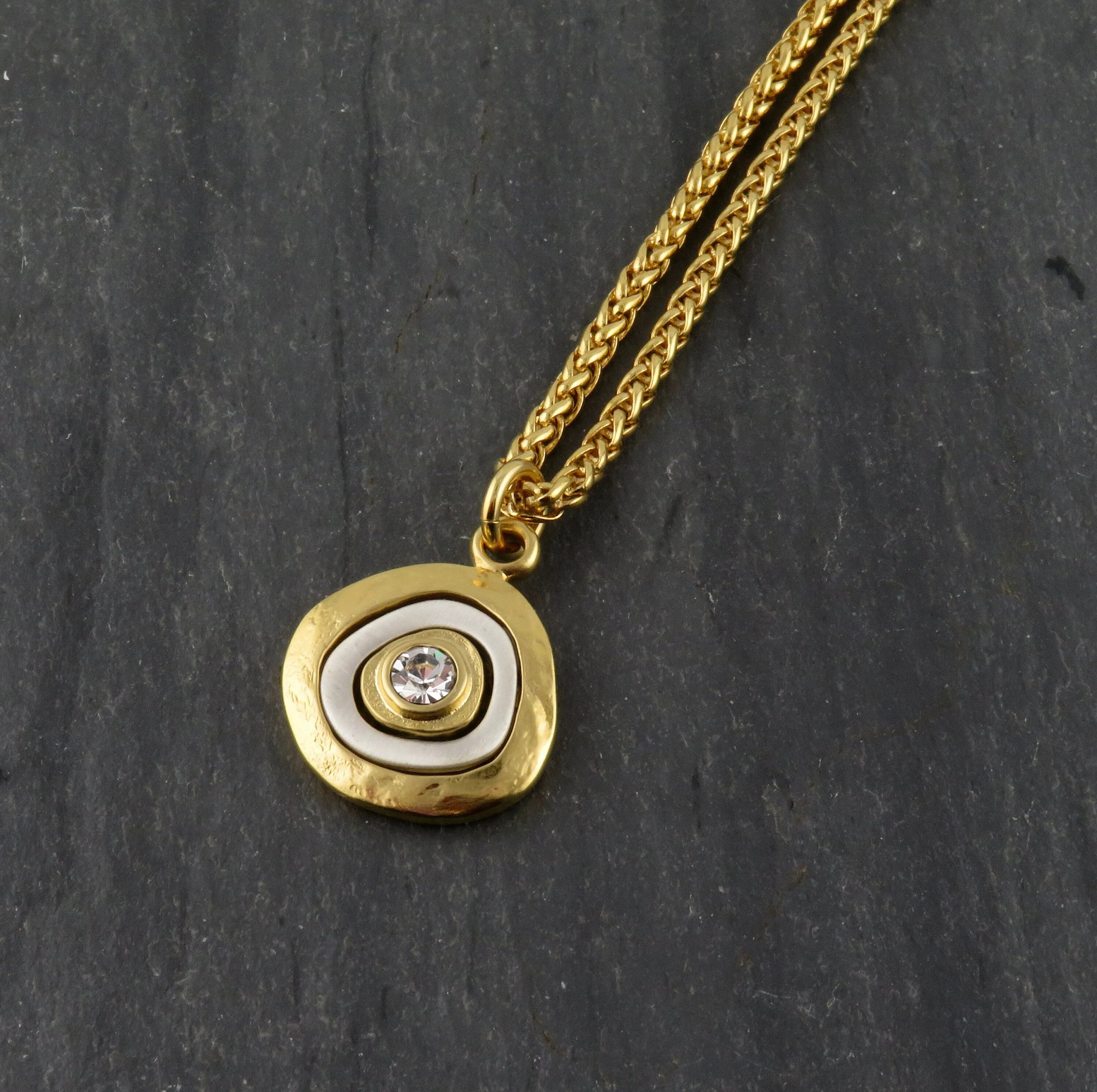 Mixed Metal Gold Medallion Necklace - Small