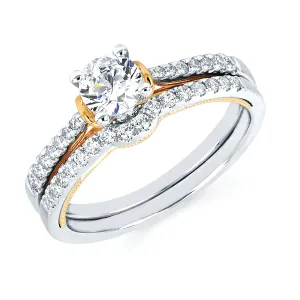 Modern Bridal: 1/8 Ctw. Diamond Semi Mount shown with 1/2 Ctw. Round Center Diamond in 14K Gold