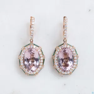 Morganite and Emerald Earrings