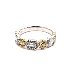 Multi Cut Diamond Halo Two Tone Ring