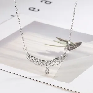 N2512 - Lace hollow pattern wings zircon necklace