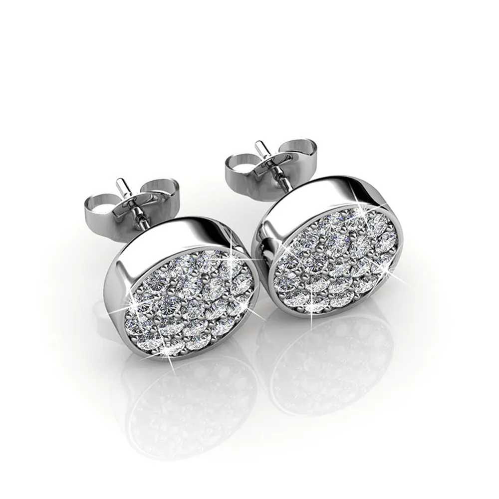 Nelly 18k White Gold Plated Pave Stud Earrings with Crystals