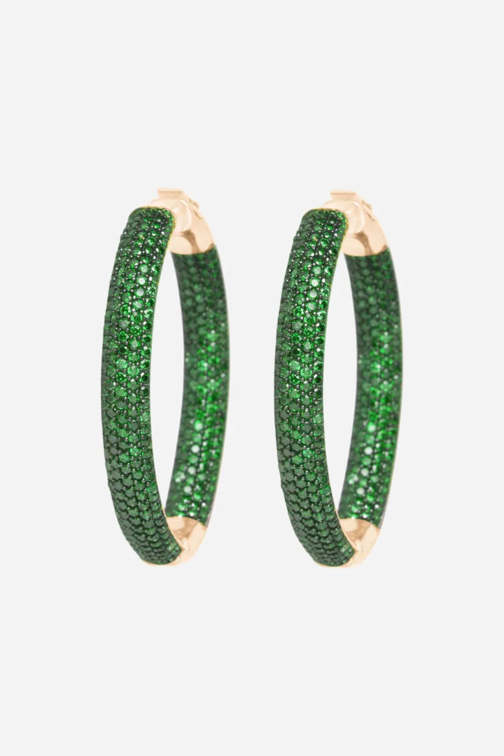 Nickho Rey Tire Hoops in Gold with Emerald Stones