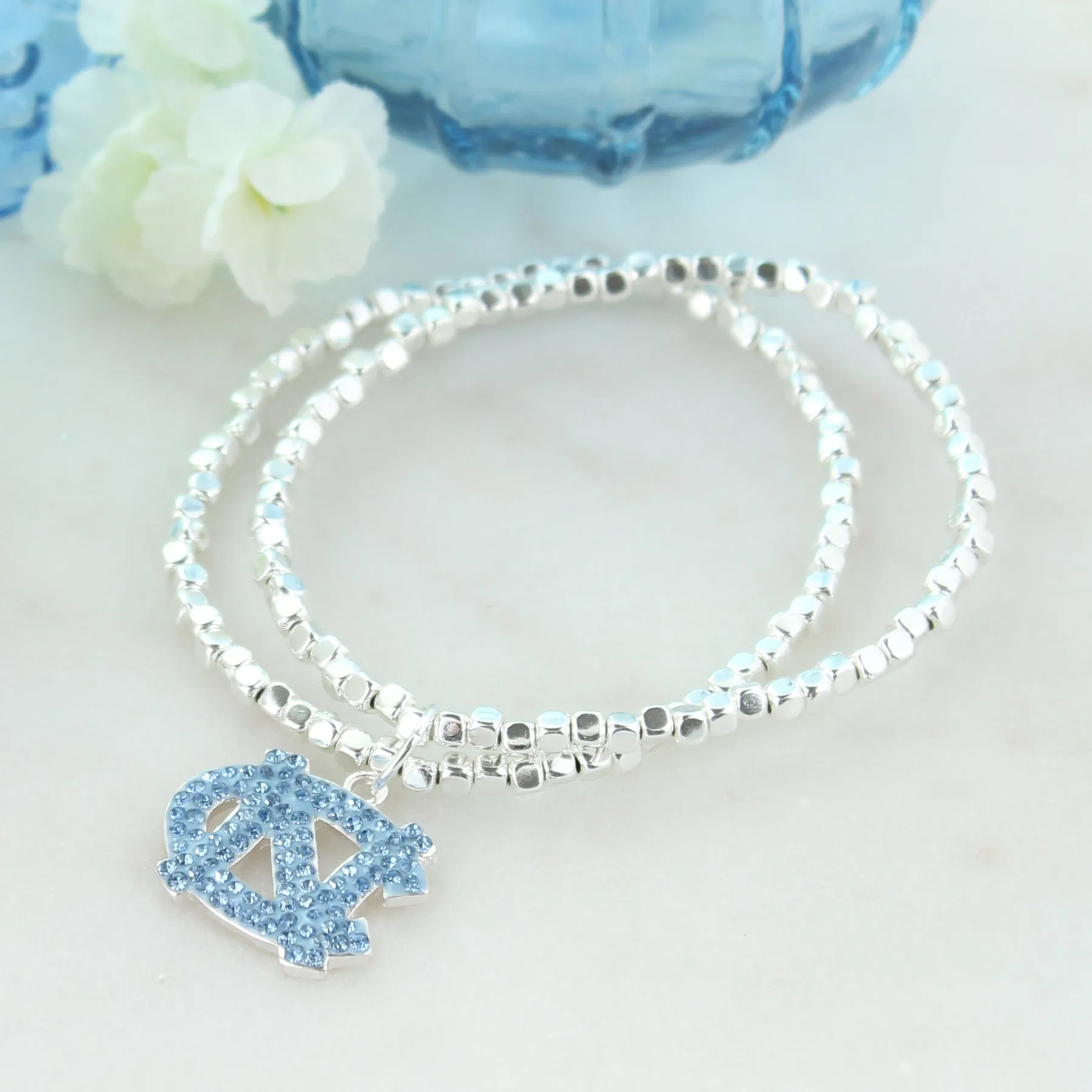 North Carolina Crystal Logo Stretch Bracelet