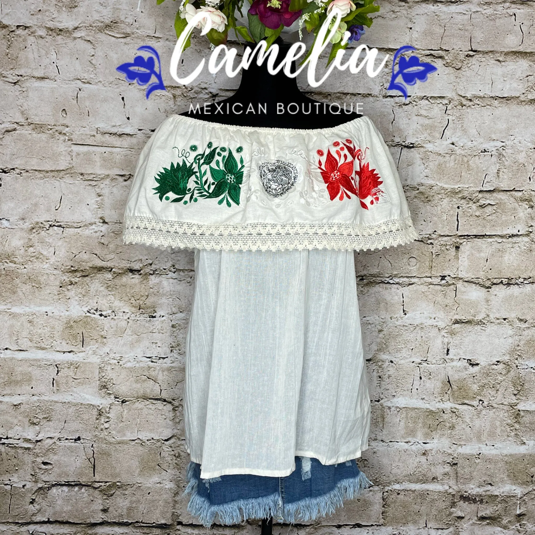 Off Shoulder Tri-Color VIVA MEXICO Blouse