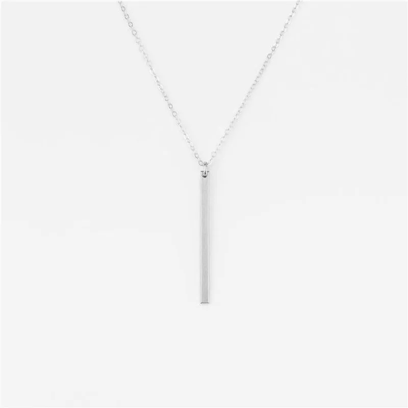 One word pendant simple stick necklace ，