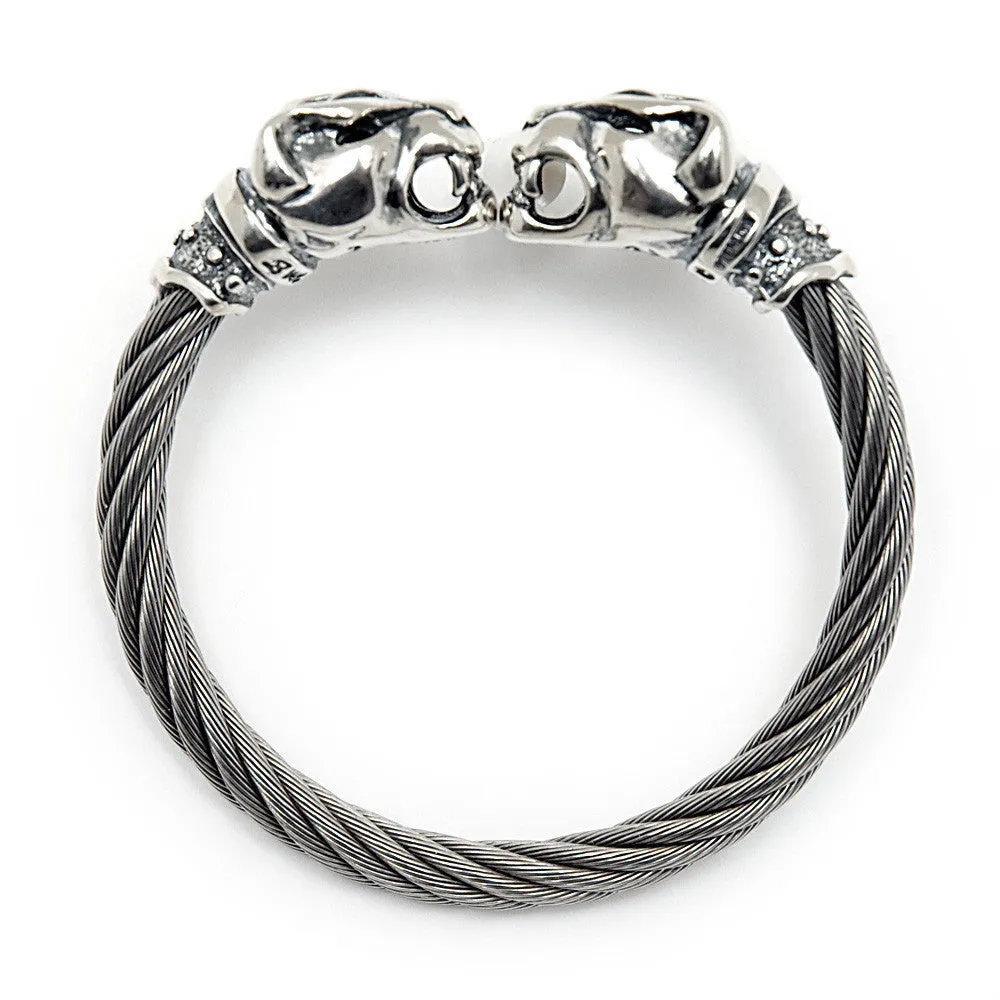 Panther Head Cable Bangle Bracelet