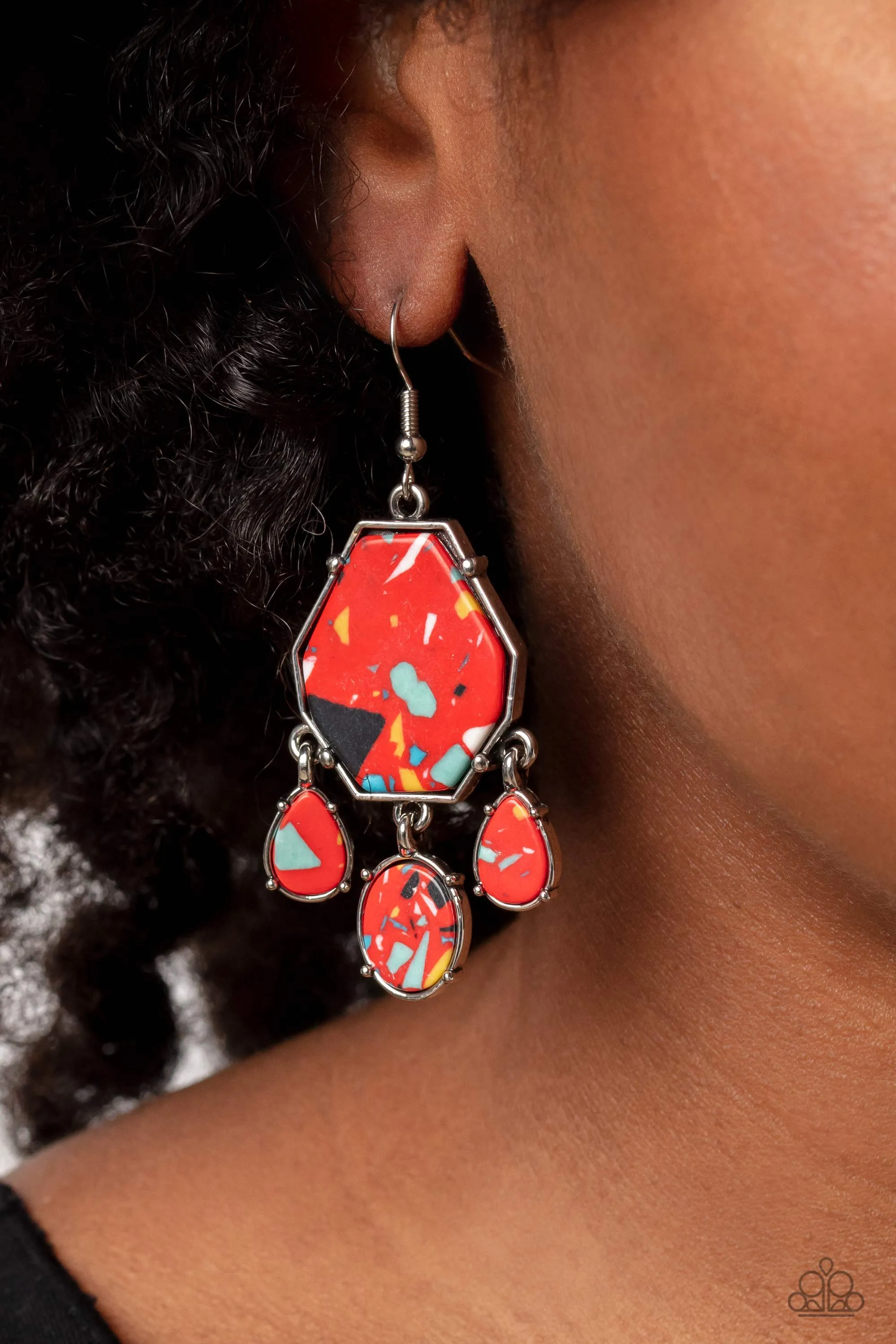 Paparazzi Organic Optimism - Red Earrings