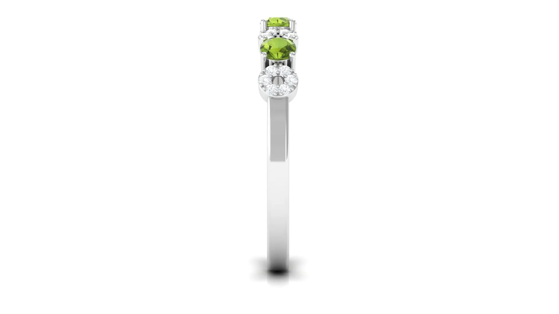 Peridot and Diamond Semi Eternity Ring