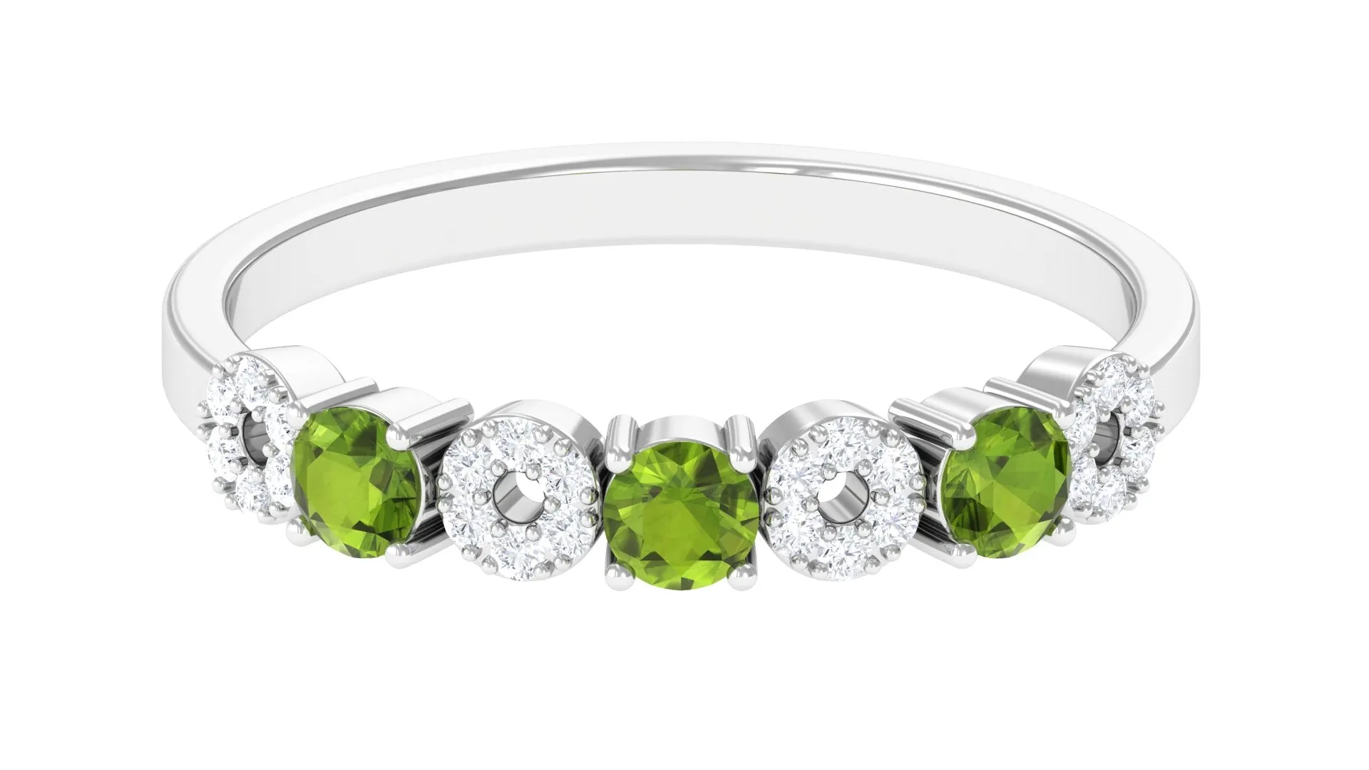 Peridot and Diamond Semi Eternity Ring