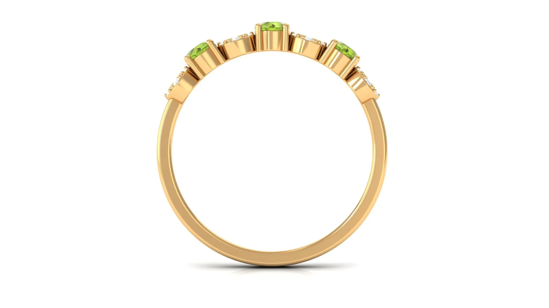 Peridot and Diamond Semi Eternity Ring